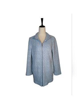 Wool Flannel Powder Blue Zip Front Jacket W Pockets Size Medium
